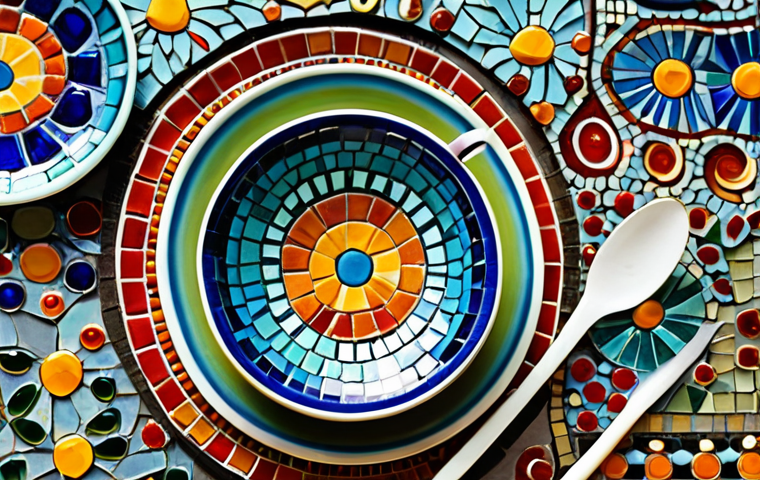 유리공예 활용한 인테리어 소품 만들기 - **Image Prompt:** "A collection of colorful, upcycled glass bottles transformed into unique vases on...